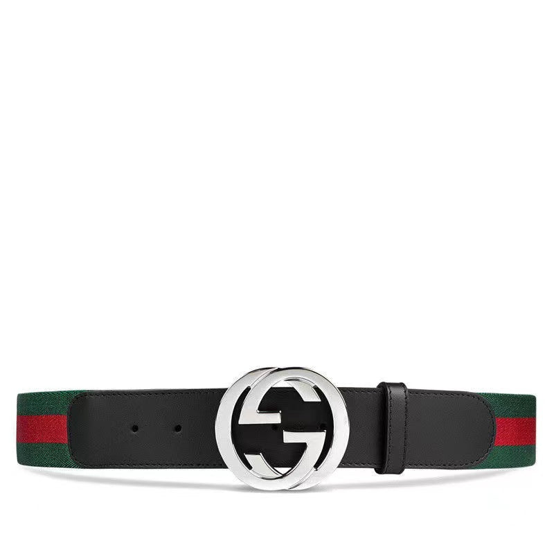 Luxury Red-Green Double G SiLer Buckle Belt