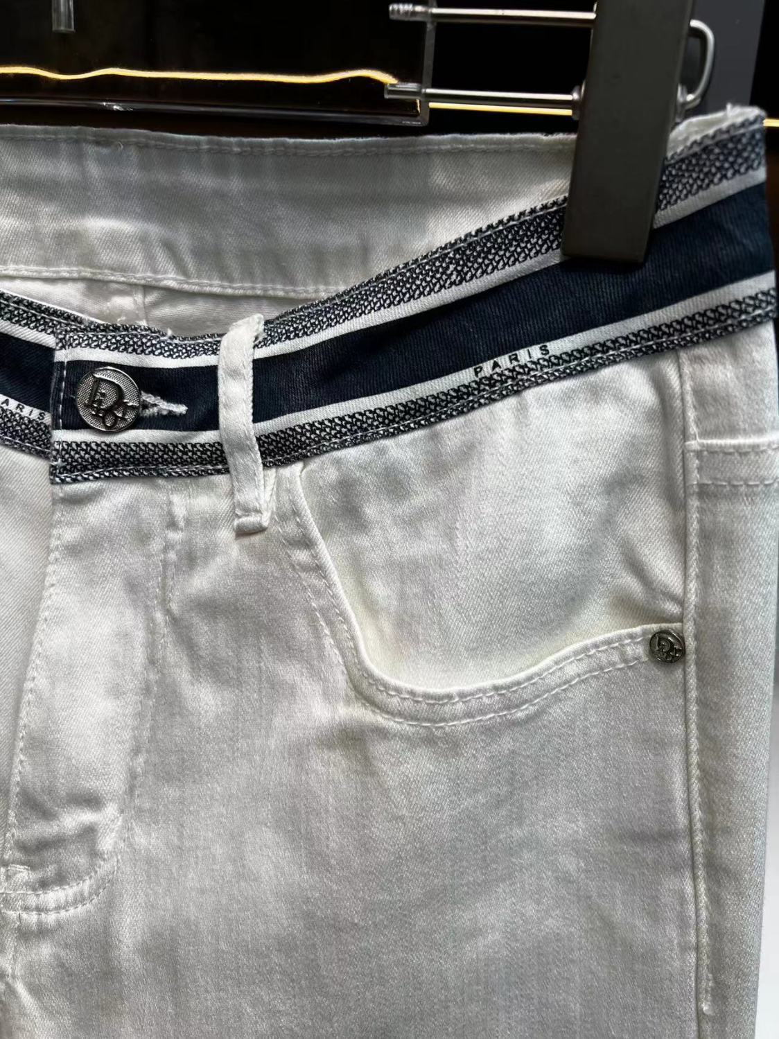 New Arrival Light Luxury Embroidered Men's Jeans Slim-Fit Straight All-Match Stretch Trousers 1024060312