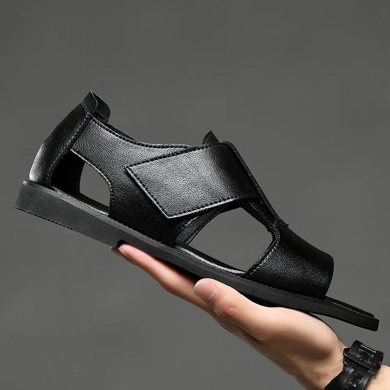 Roman sandals open toe trend breathable leather casual beach shoes