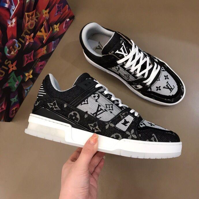 Black embroidered luxury logo men's sneakers running shoes