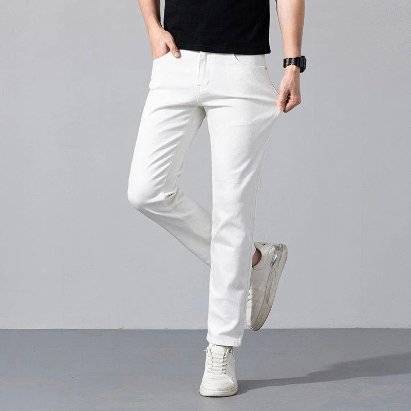 New Arrival Light Luxury Embroidered Men's Jeans Slim-Fit Straight All-Match Stretch Trousers 1024060312
