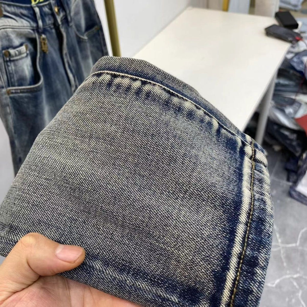 High luxury autumn and winter elastic slim fit denim pants 1024111502