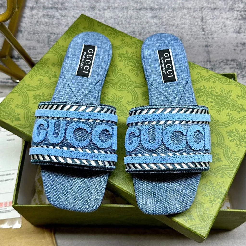 New denim flat slippers 1024042328