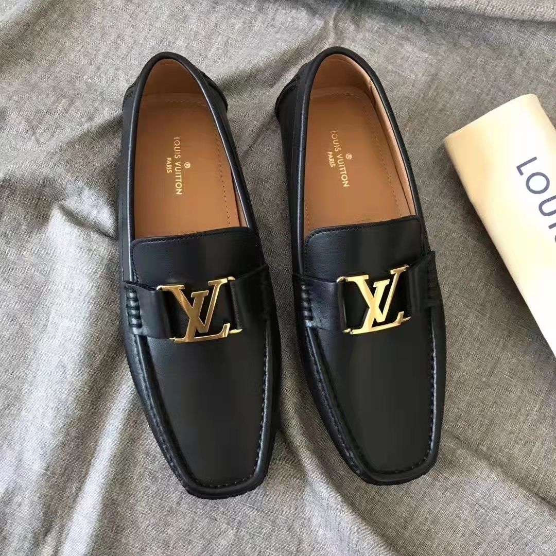 Black High Grade Fashion V Logo Men's Loafers