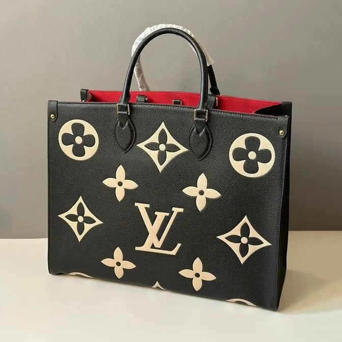 Handmade Bicolor Empreinte Leather Handbag On the Go