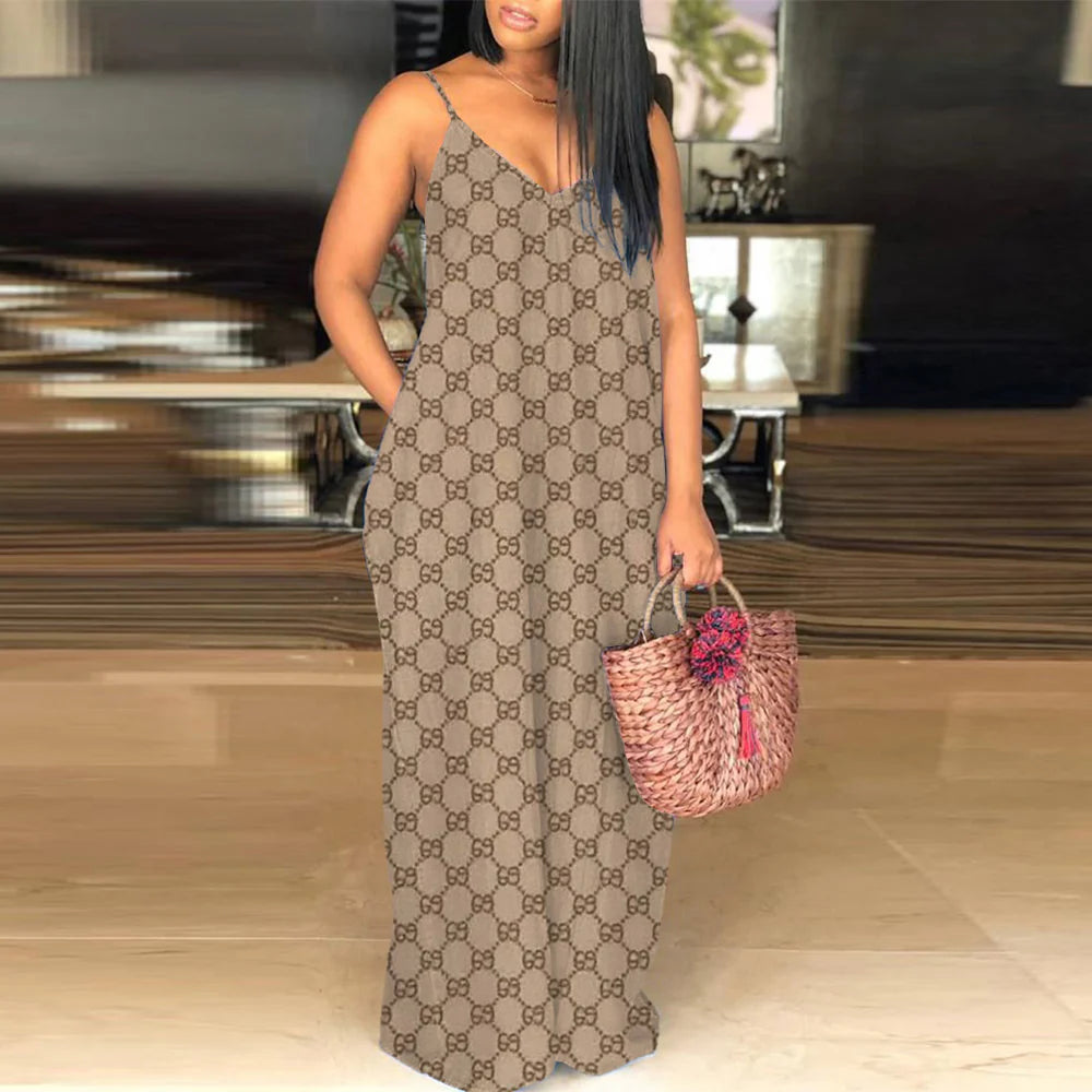 Classic Pint V-Neck Pocket Cami Dress 3D1025063024