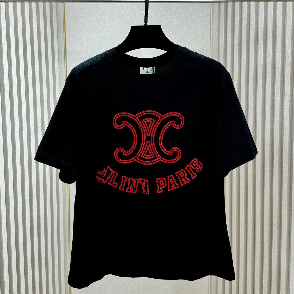 New Flocking Letters Round Neck T-Shirt 1024041201