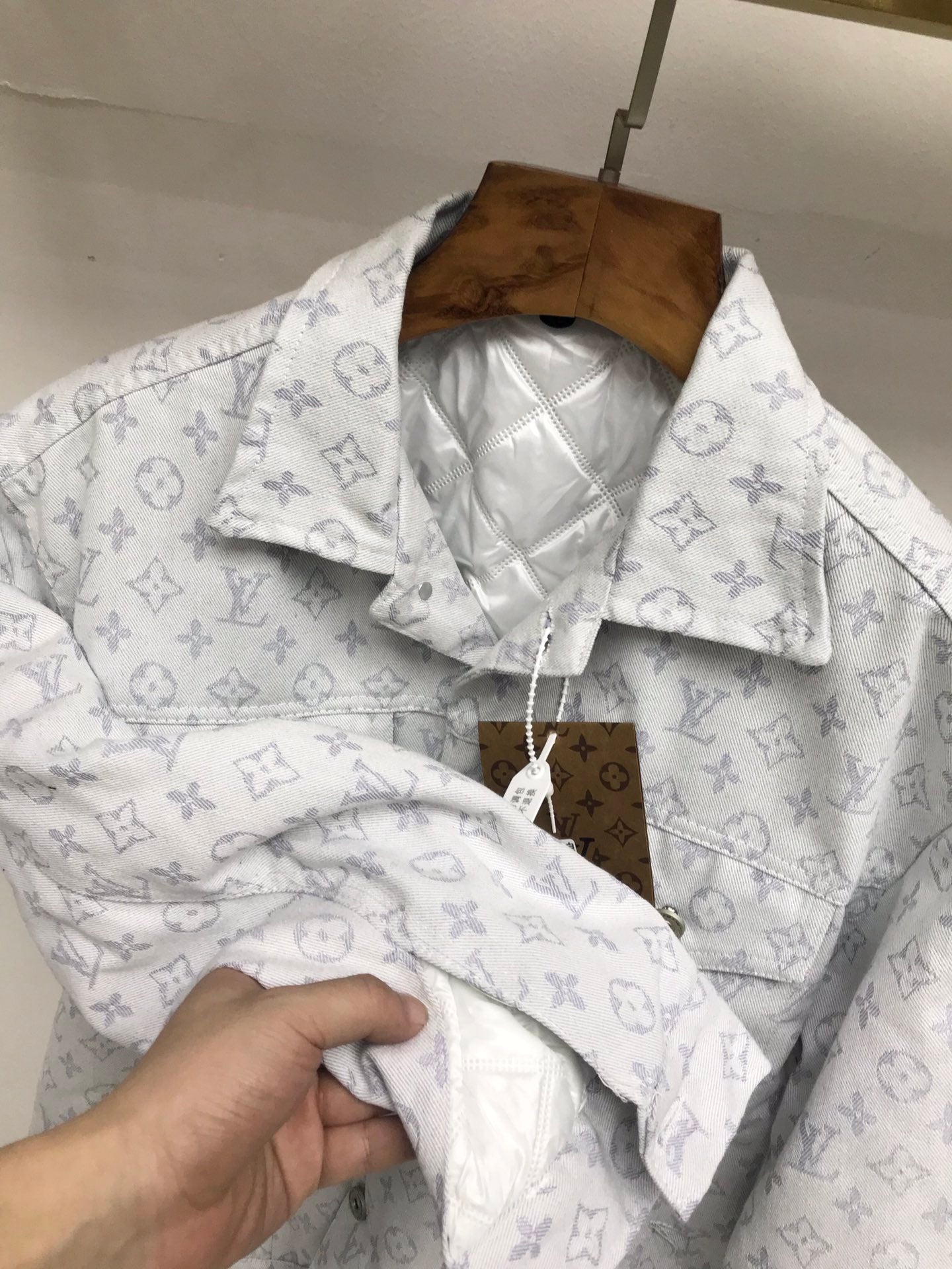 Allover printed jacquard washed denim jacket XC0823101905