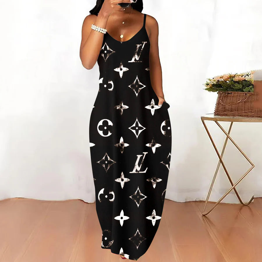 Classic Pint V-Neck Pocket Cami Dress 3D1025070707