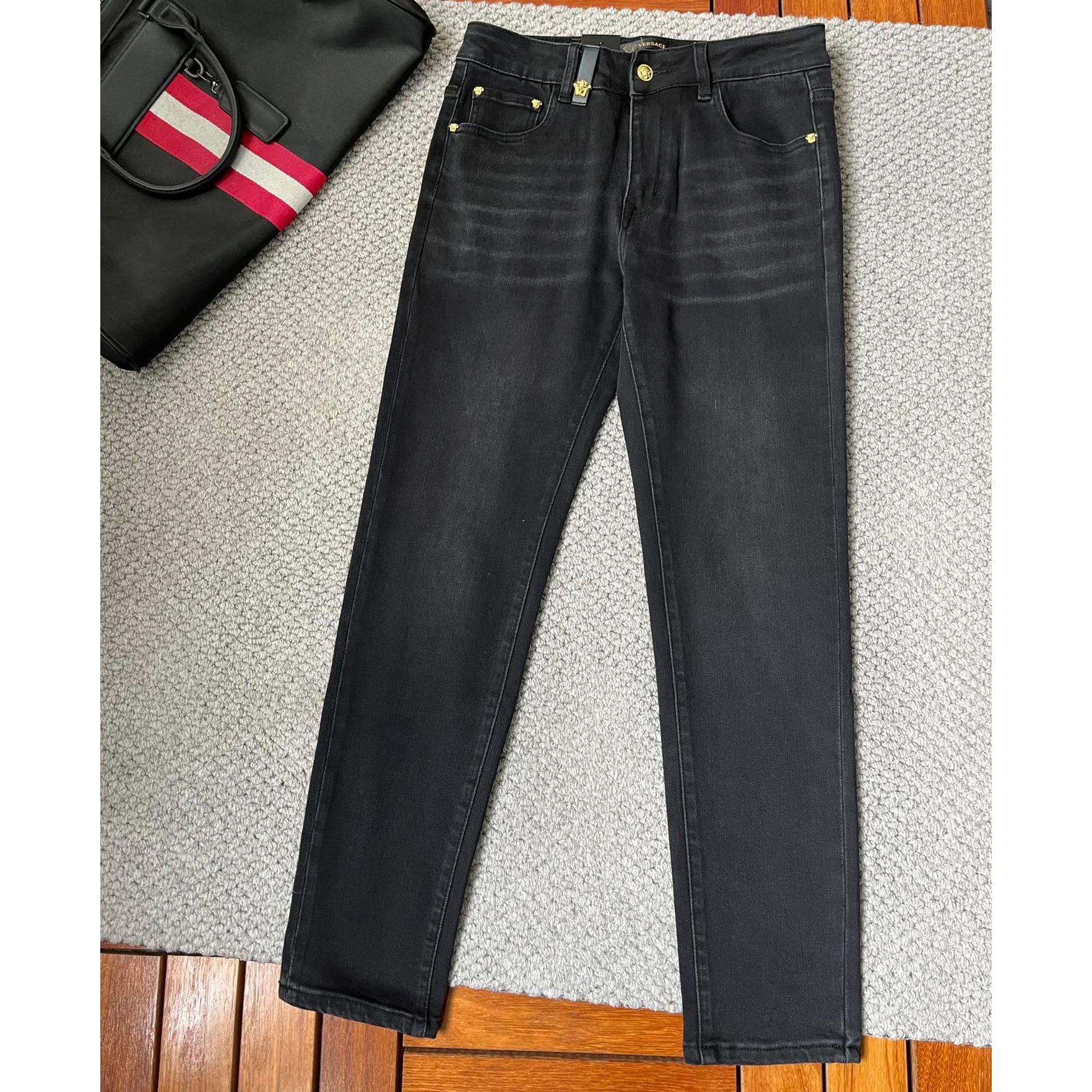 Men's straight through casual jeans 1025011615