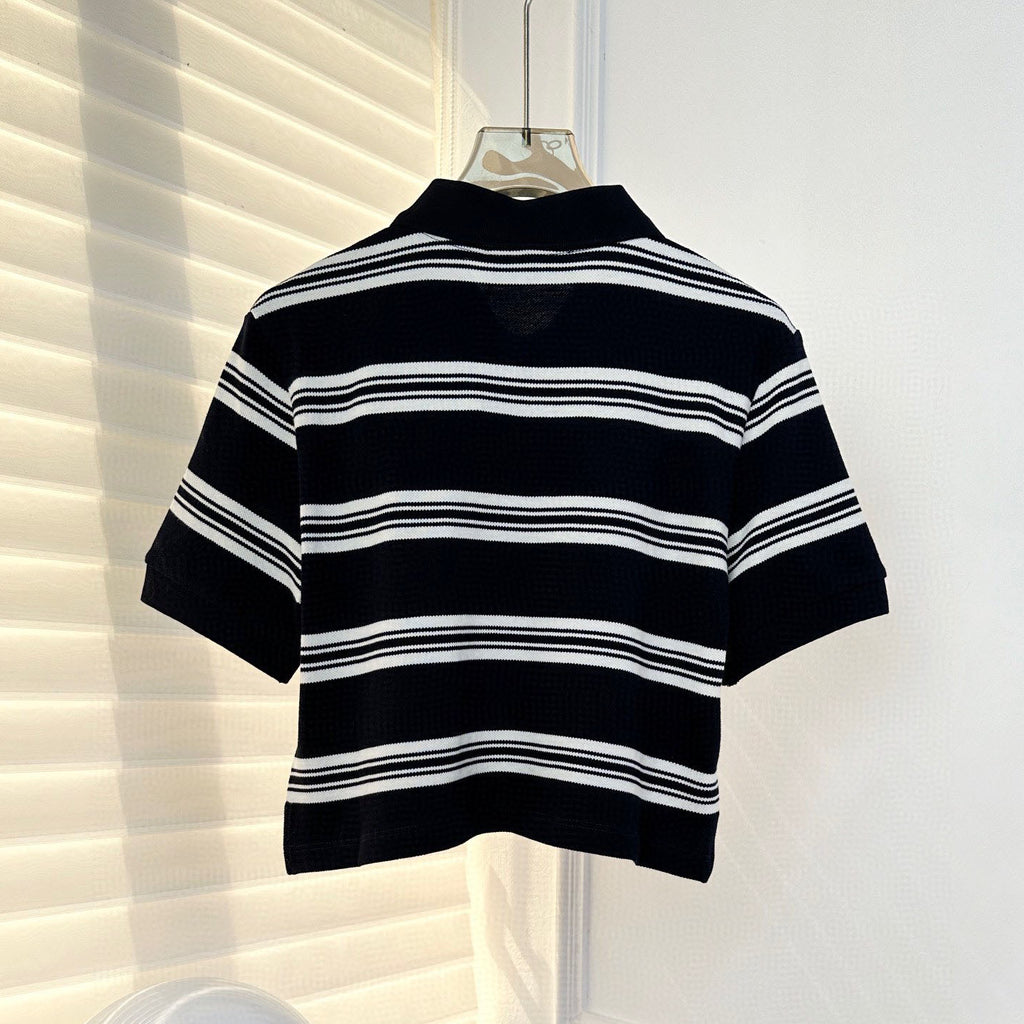 M 24SS Contrast Color Striped Short Polo Short Sleeve 1824072302