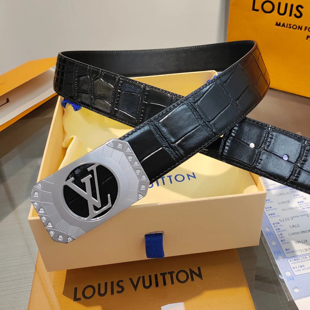 Premium Steel Buckle Diamond-Studded Double-Sided Cowhide Belt 1425120808