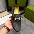Black Handmade Leather G Logo Loafers