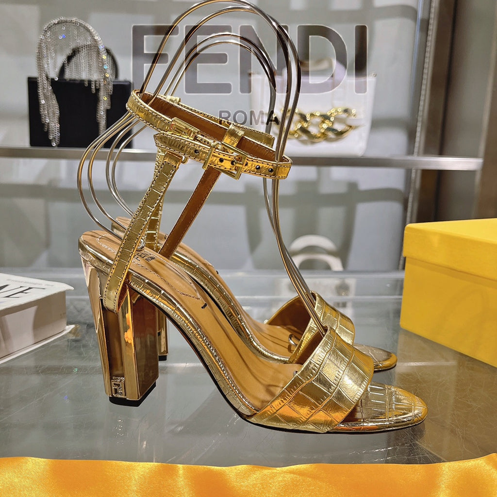 New Fashionable Thick Heel Fish Mouth Strip Sandals 1024022101