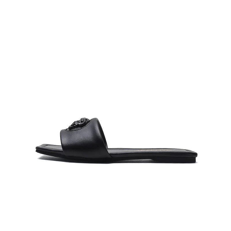 New Sandals Fashion Square Toe Beach One-word Sandals 1024040206