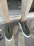Laughlin Green Mid-Top Zipper Sneakers