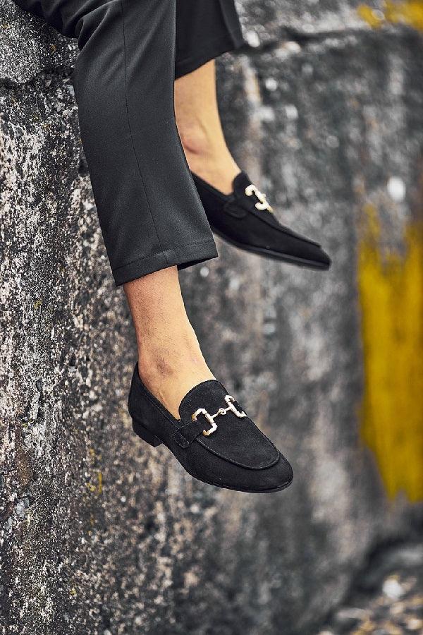 GentWith Sturgis Black Suede Horsebit Loafers