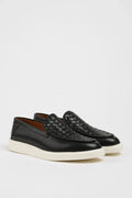 Marion Men's Woven Pattern Black Loafers