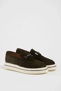 Marion Men's Khaki Green Suede Loafers