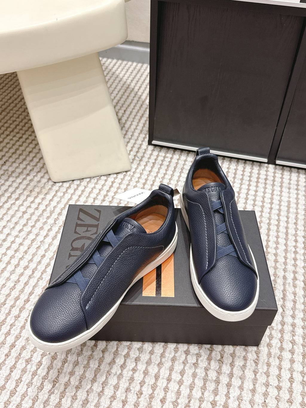 Leather Texture Triple Stitch Sneakers 1826032601