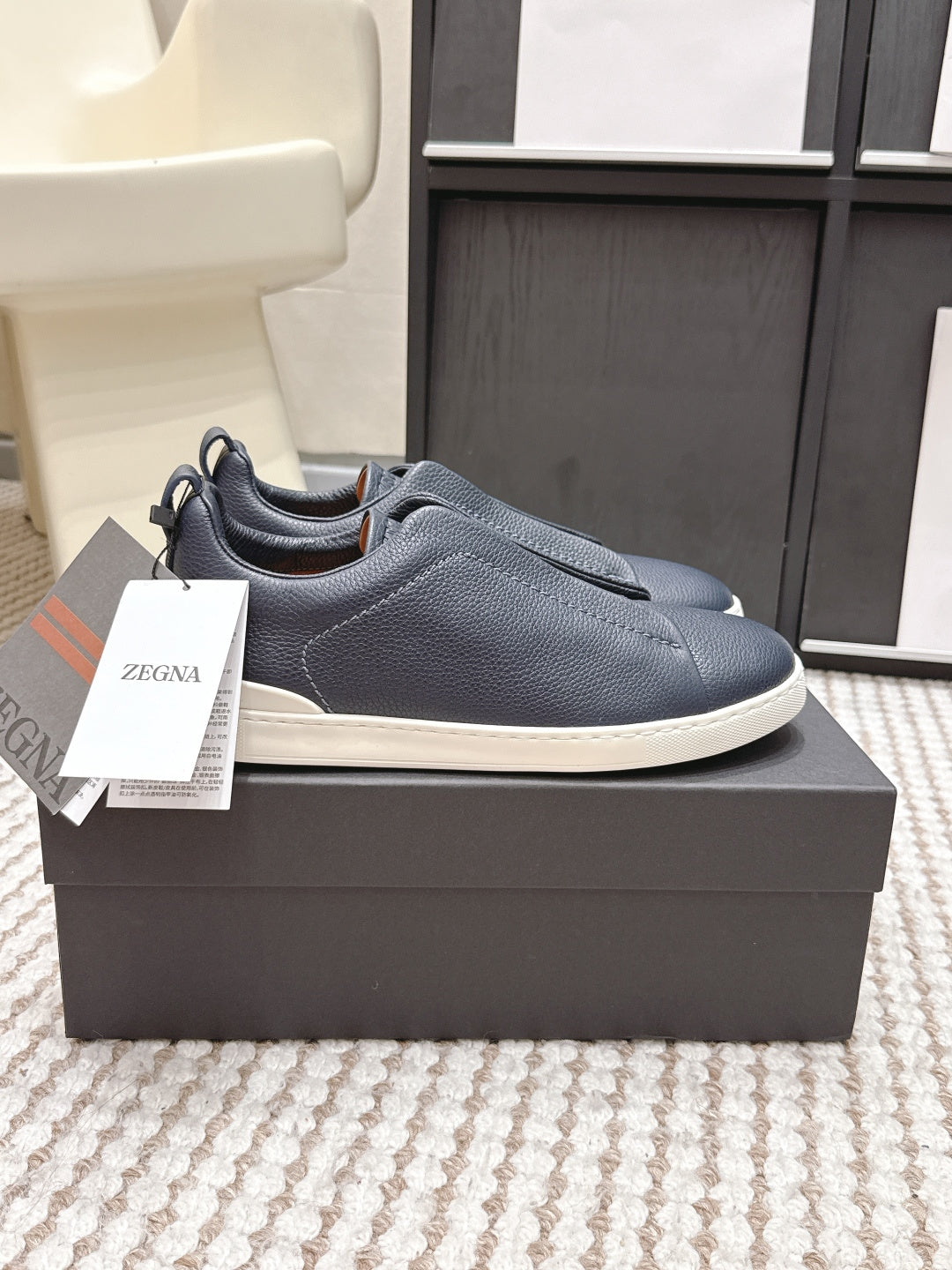 Leather Texture Triple Stitch Sneakers 1826032601