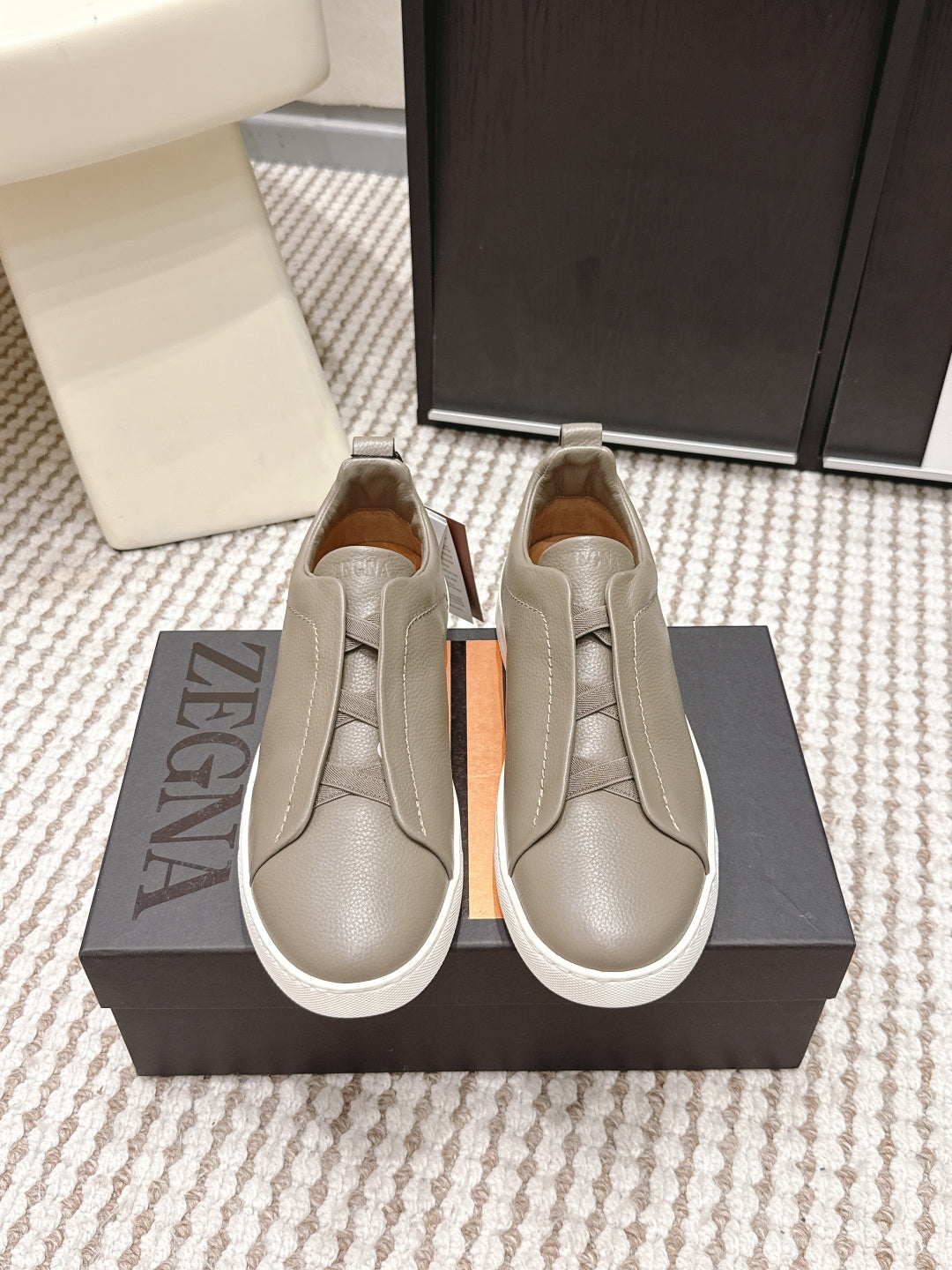 Leather Texture Triple Stitch Sneakers 1826032601