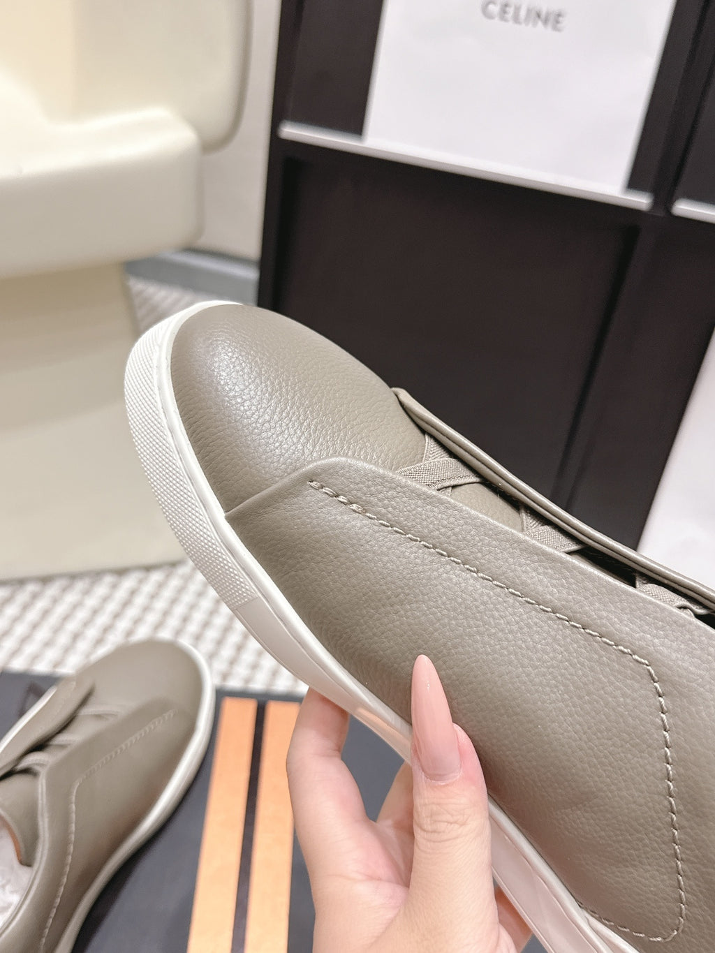 Leather Texture Triple Stitch Sneakers 1826032601