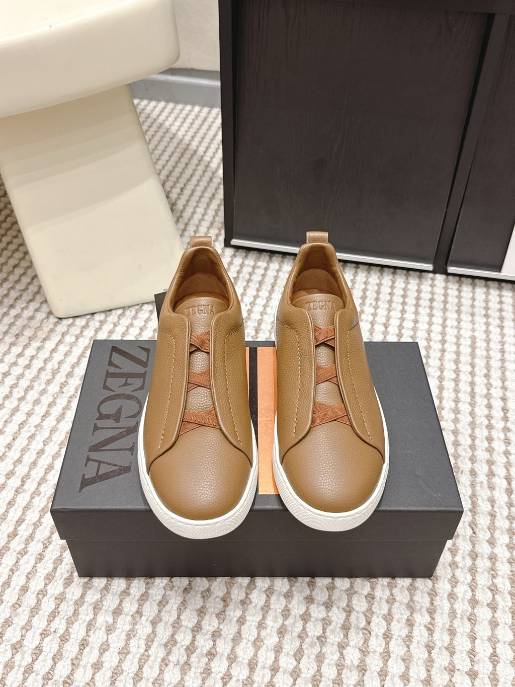 Leather Texture Triple Stitch Sneakers 1826032601