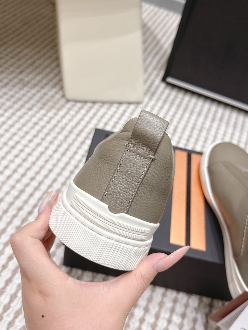 Leather Texture Triple Stitch Sneakers 1826032601