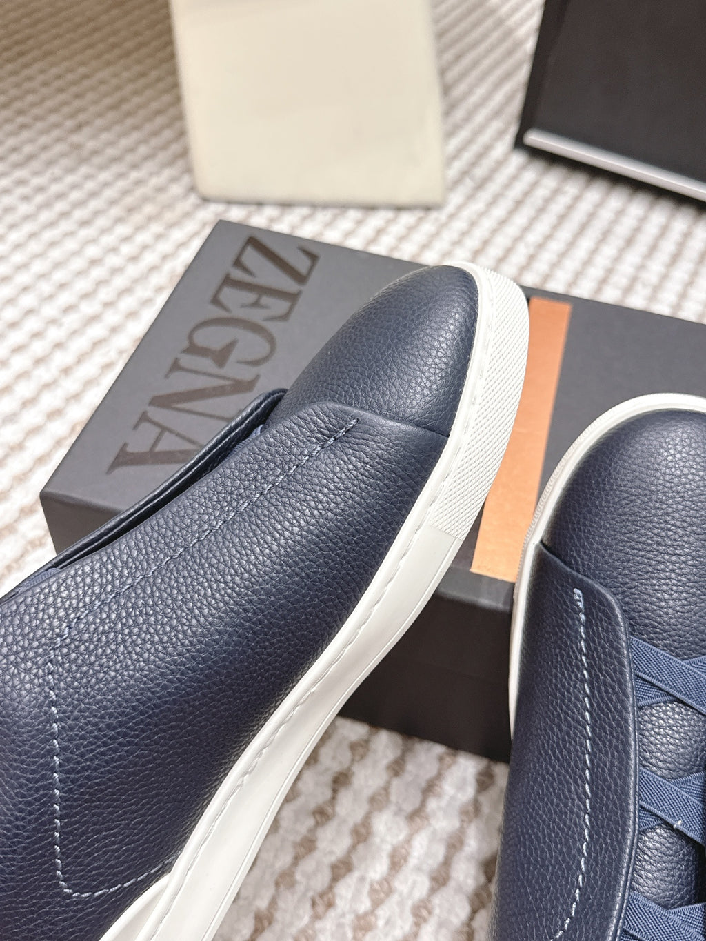 Leather Texture Triple Stitch Sneakers 1826032601