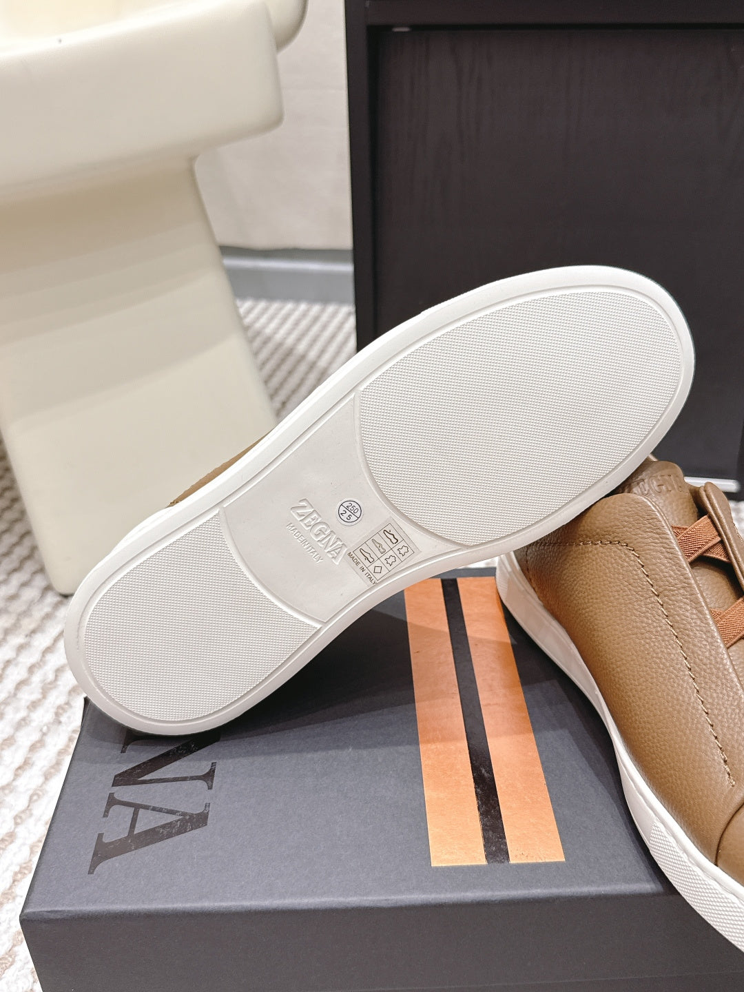 Leather Texture Triple Stitch Sneakers 1826032601