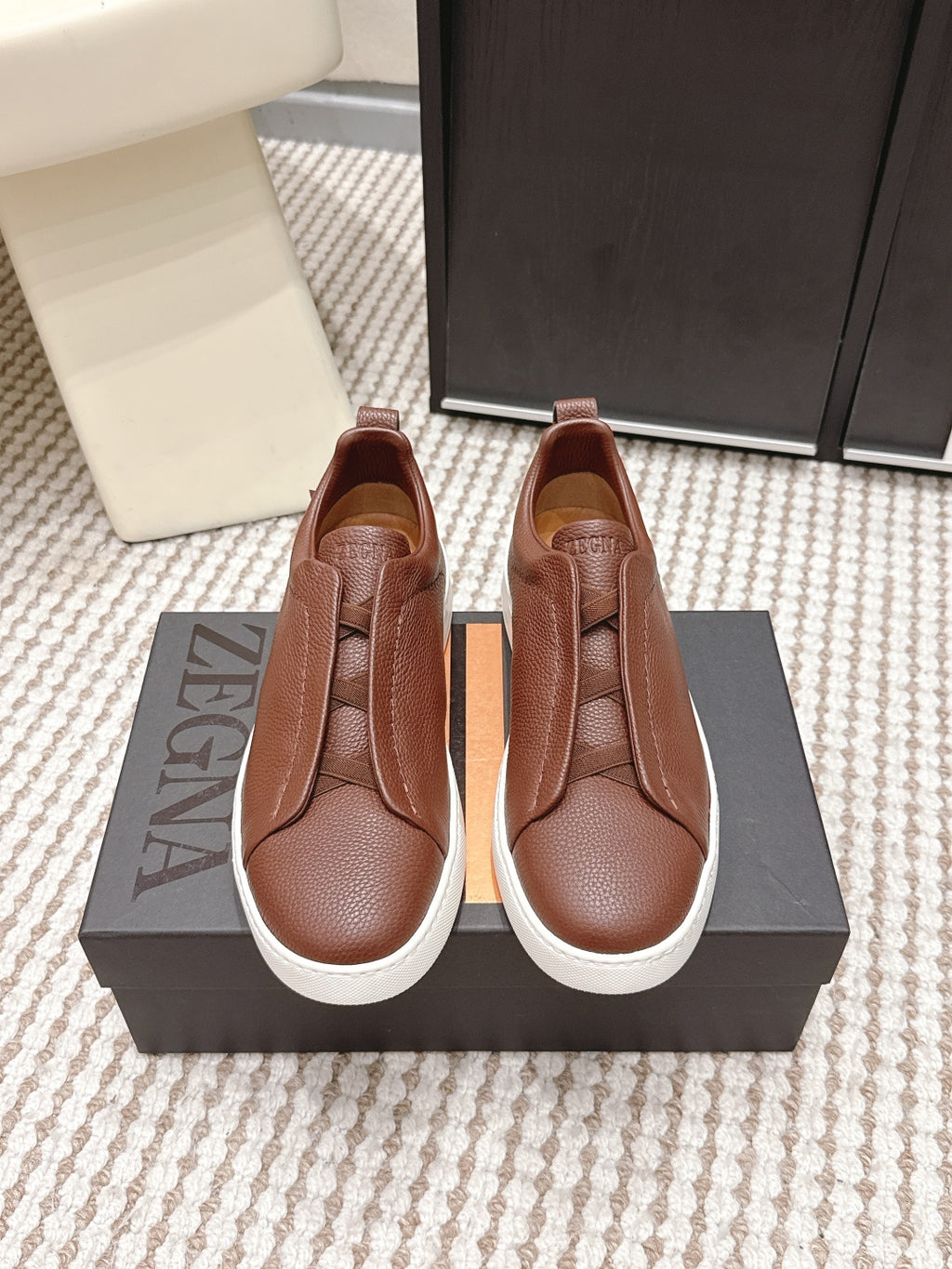 Leather Texture Triple Stitch Sneakers 1826032601