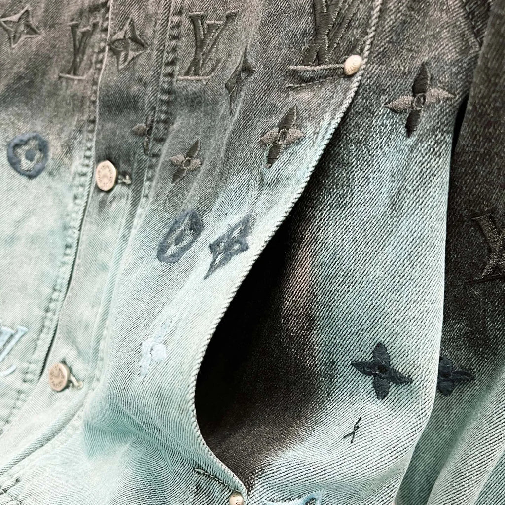 Gradient aurora blue denim jacket 1426012312