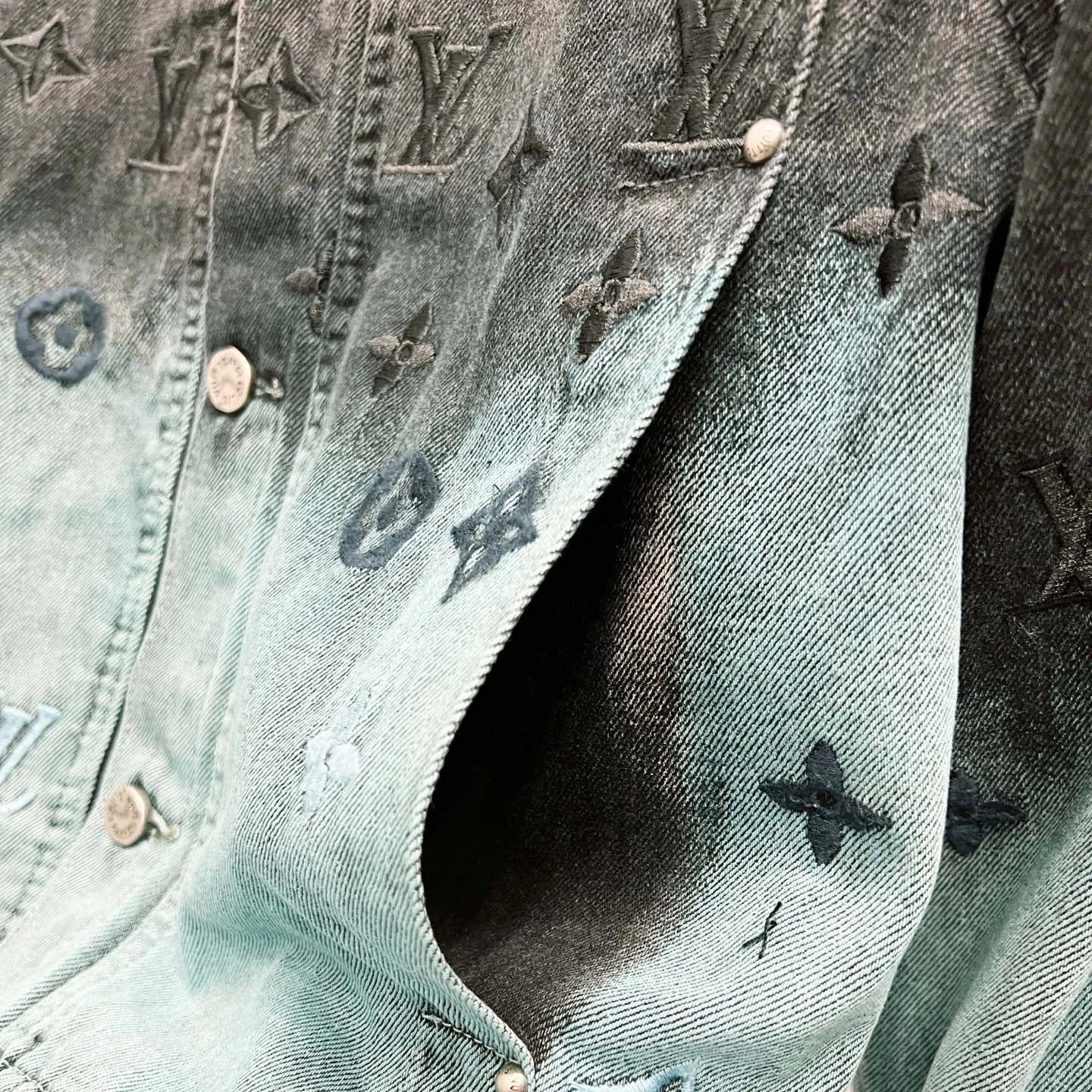 Gradient aurora blue denim jacket 1426012312