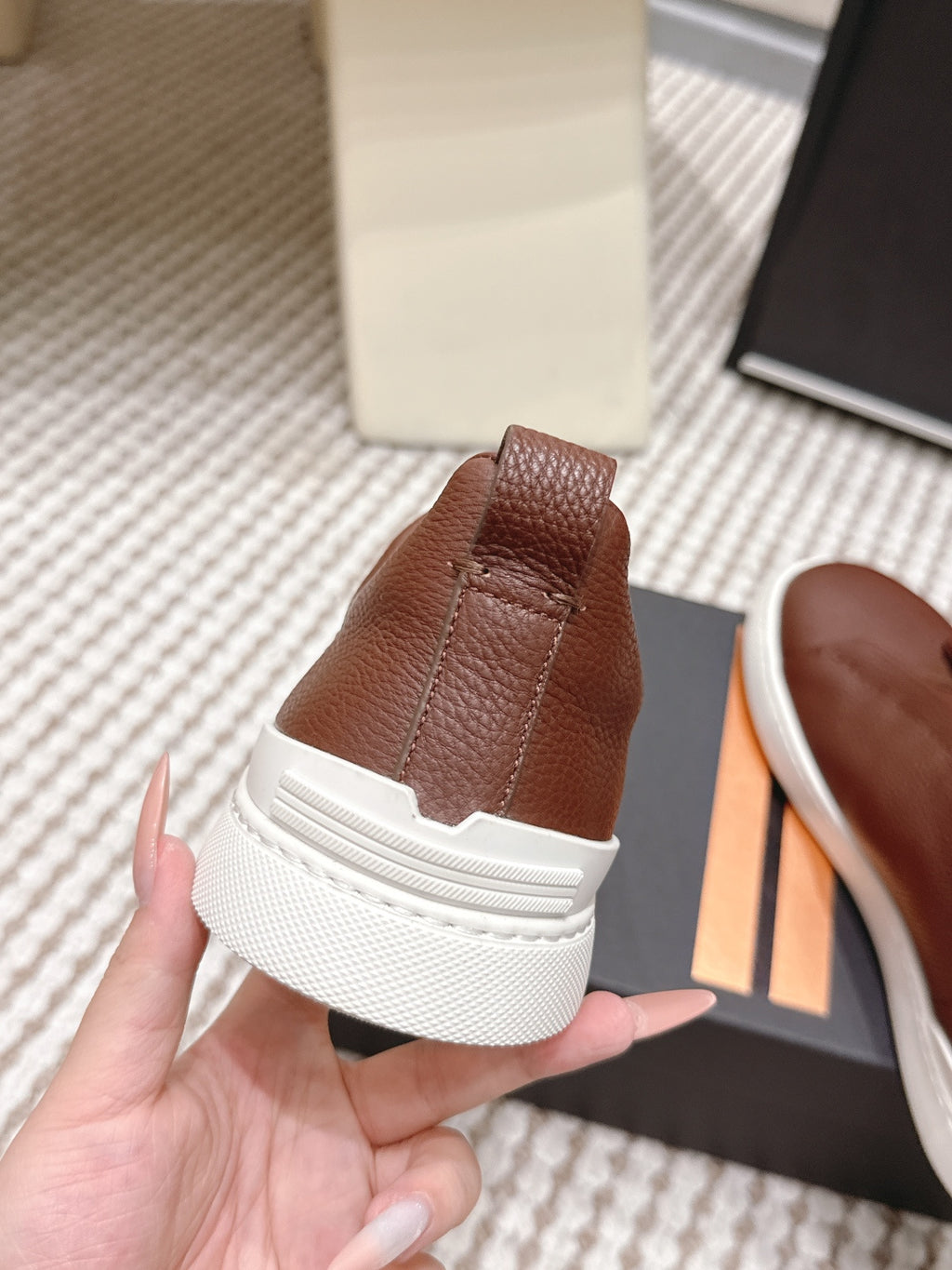 Leather Texture Triple Stitch Sneakers 1826032601