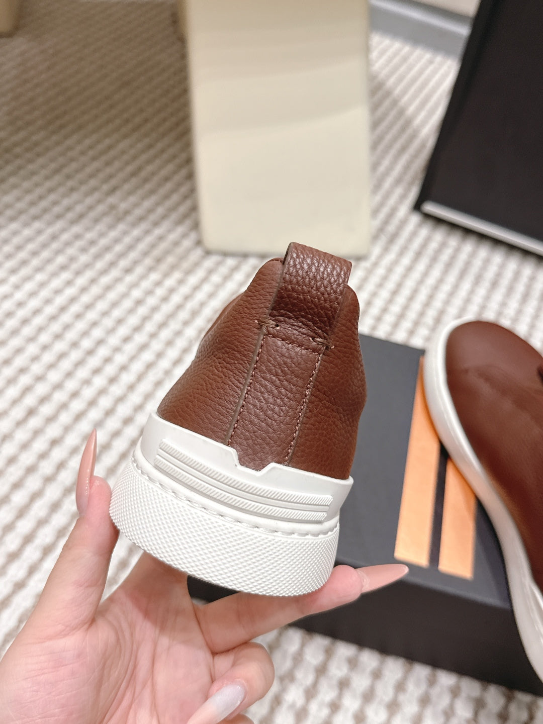 Leather Texture Triple Stitch Sneakers 1826032601