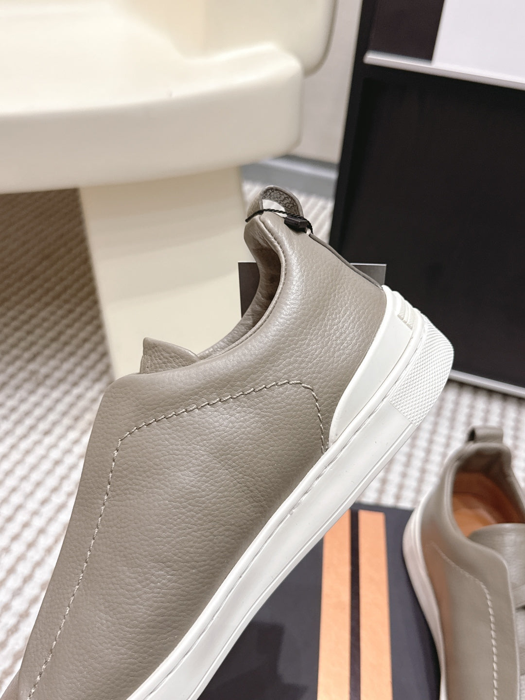 Leather Texture Triple Stitch Sneakers 1826032601