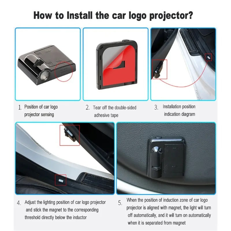 Pack of 2 Bright LED Projector for Car Doors